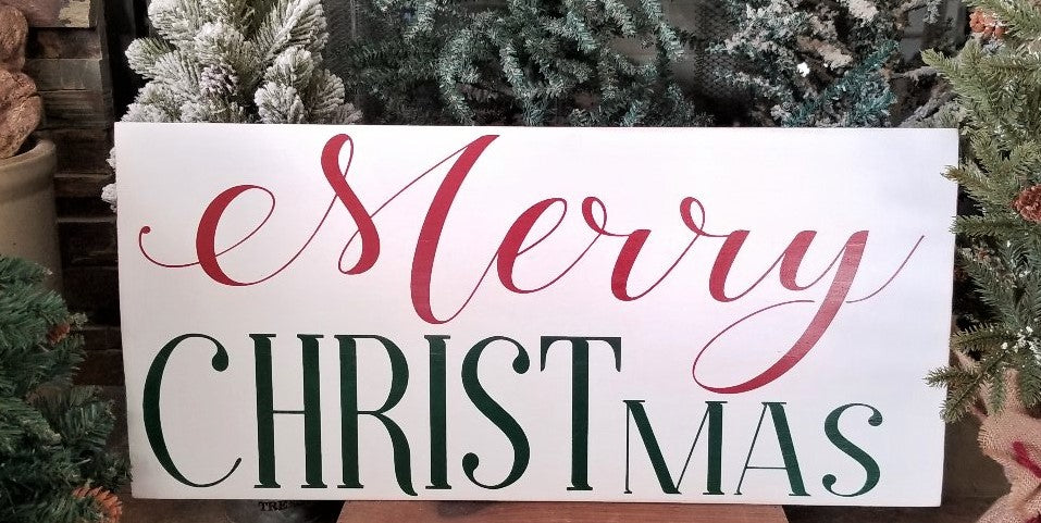 Merry CHRISTmas Sign 12 x 24"