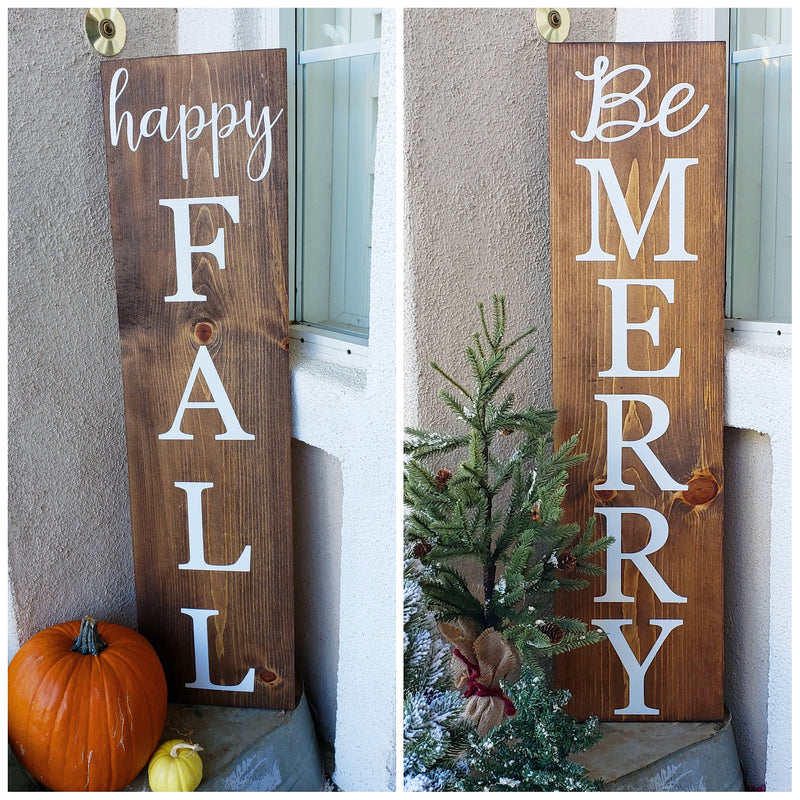 Happy Fall/Be Merry 2-sided Porch Sign- 9