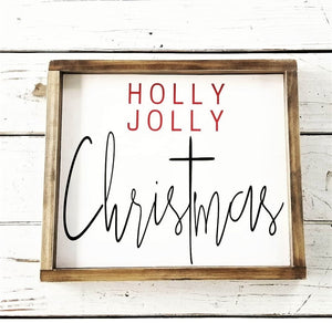 Holly Jolly Christmas Sign 12" x 14"